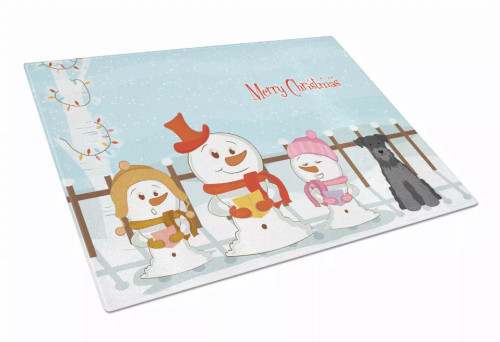 Christmas Carolers Dog Print Glass Cutting Board Large - S000213B001695P070081V013