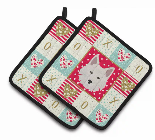Dog Portrait XOXO on Pair of Pot Holders - S000213B001695P007164V016