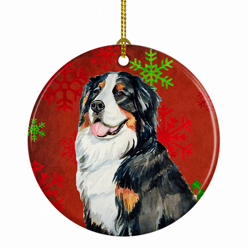 Dog and Christmas Snowflakes Ceramic Ornament - S000213B001695P028144V026