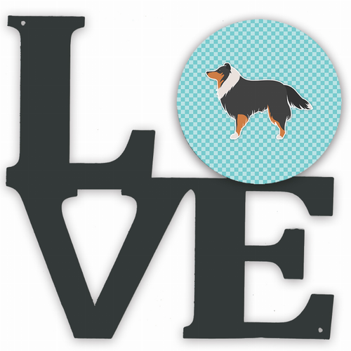 Checkerboard Dog Profile Metal Wall Artwork LOVE - BB3730WALV