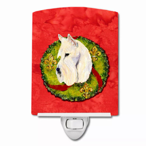 Christmas Wreath Dog Art Ceramic Night Light - S000213B001695P104770V000