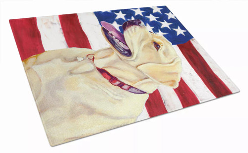 USA American Flag Dog Print Glass Cutting Board Large - S000213B001695P123753V005