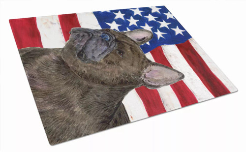 USA American Flag Dog Print Glass Cutting Board Large - S000213B001695P123753V029