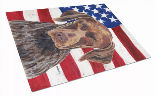 USA American Flag Dog Print Glass Cutting Board Large - S000213B001695P123753V027