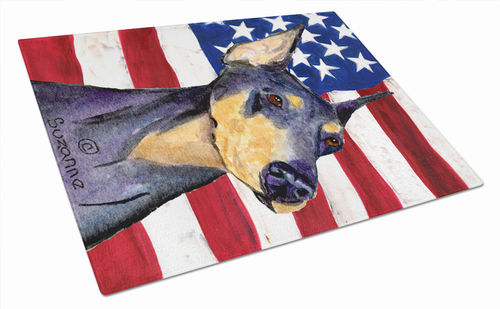 USA American Flag Dog Print Glass Cutting Board Large - S000213B001695P123753V036