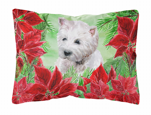 Poinsettas Dog Art Canvas Fabric Decorative Pillow - S000213B001695P112059V000