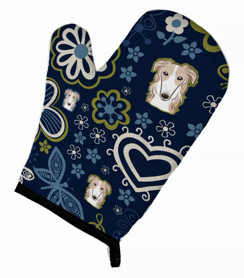 Blue Flowers Dog Art Oven Mitt - S000213B001695P076652V020