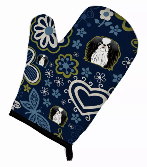Blue Flowers Dog Art Oven Mitt - S000213B001695P076652V022