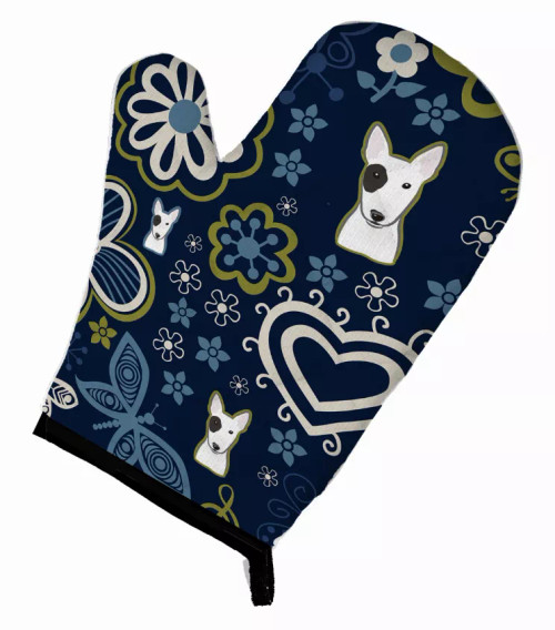 Blue Flowers Dog Art Oven Mitt - S000213B001695P076652V007