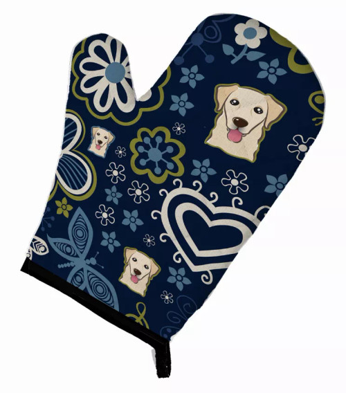Blue Flowers Dog Art Oven Mitt - S000213B001695P076652V040