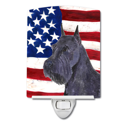 USA American Flag with Dog Ceramic Night Light - S000213B001695P104511V000