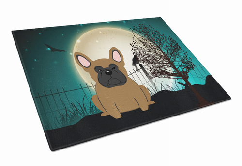 Scary Halloween Dog Print Glass Cutting Board Large - S000213B001695P070077V005