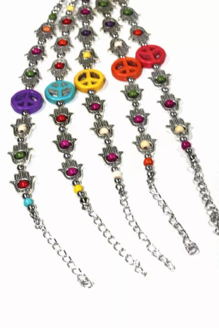 Hamsa Hands & Peace Bracelet