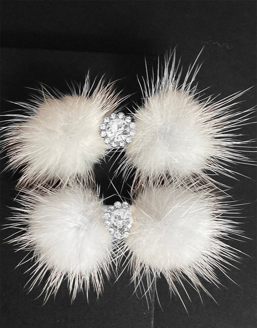 Snowflake Pom Pom Hair Barrettes - BarkFifthAve3551