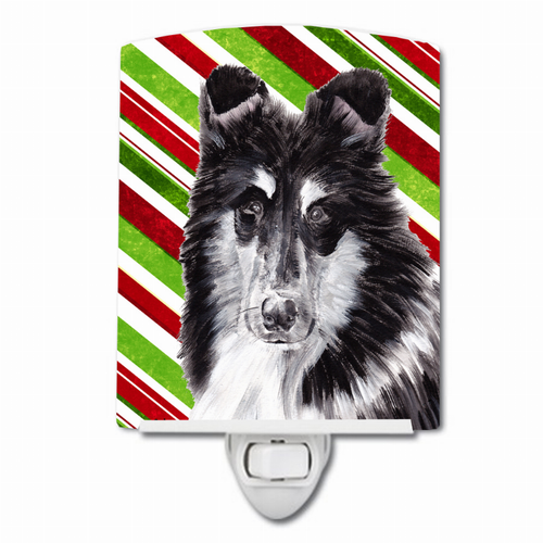 Candy Cane Holiday Christmas Dog Art Ceramic Night Light - SC9798CNL