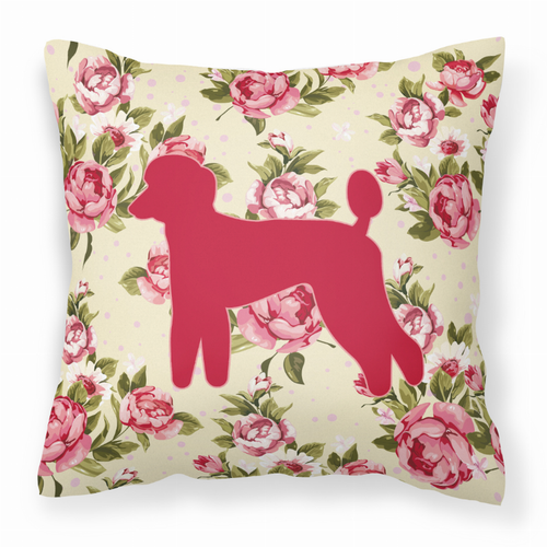 Dog Silhouette Shabby Chic Roses Fabric Decorative Pillow - S000213B001695P068459V000