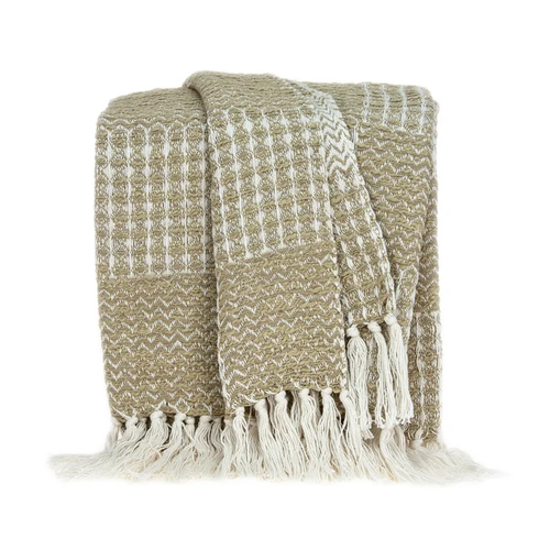 Parkland Collection Puka Transitional Multicolored Handloomed 52" x 67" Cotton Throw Blanket - THRE21030