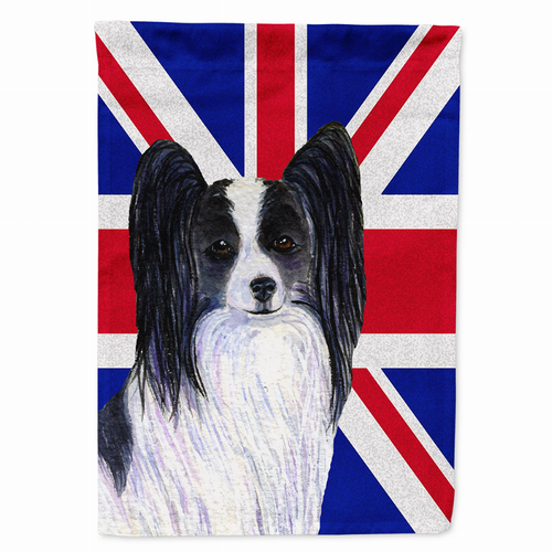Dog with English Union Jack British Flag Garden Size Flag - SS4947GF