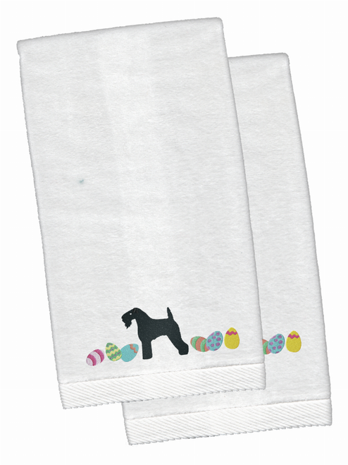 Easter Dog Design White Embroidered Plush Hand Towel Set of 2 - S000213B001695P115103V000