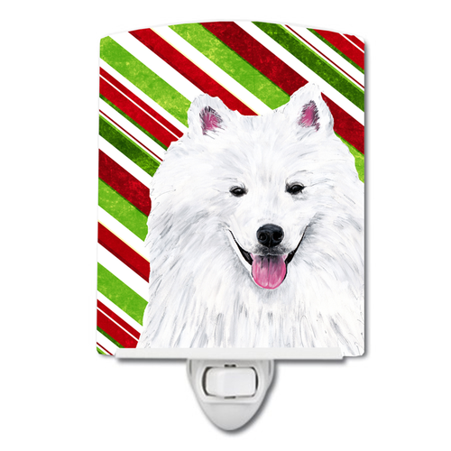 Candy Cane Holiday Christmas Dog Art Ceramic Night Light - S000213B001695P103032V000