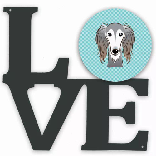 Checkerboard Dog Face Metal Wall Artwork LOVE - S000213B001695P011317V000
