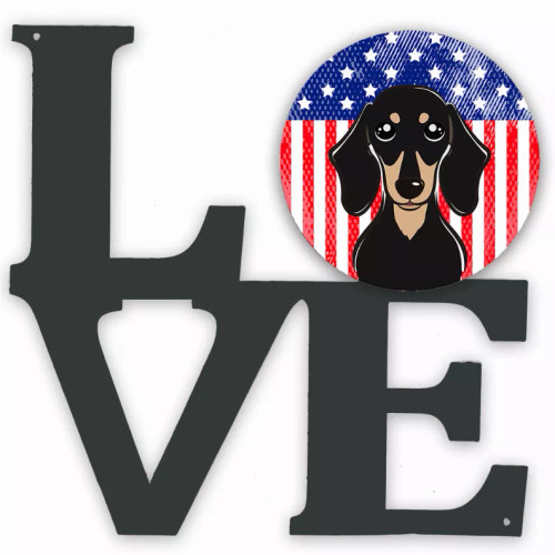 American Flag and Dog Face Metal Wall Artwork LOVE - S000213B001695P011489V000