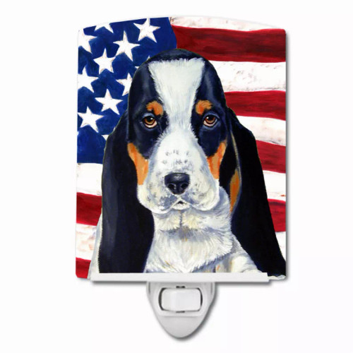 USA American Flag with Dog Ceramic Night Light - S000213B001695P102704V000