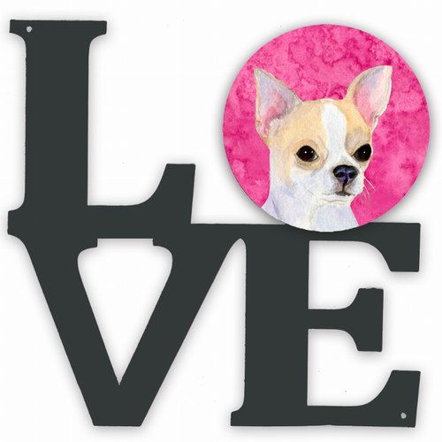 Blue/Pink Dog Metal Wall Artwork LOVE - SS4749-PKWALV