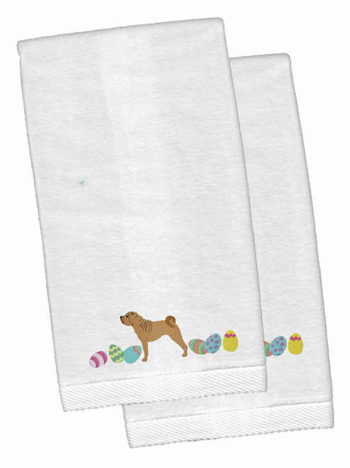 Easter Dog Design White Embroidered Plush Hand Towel Set of 2 - S000213B001695P115128V000