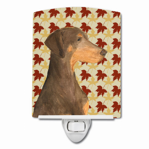 Fall Leaves Dog Art Portrait Ceramic Night Light - SS4377CNL