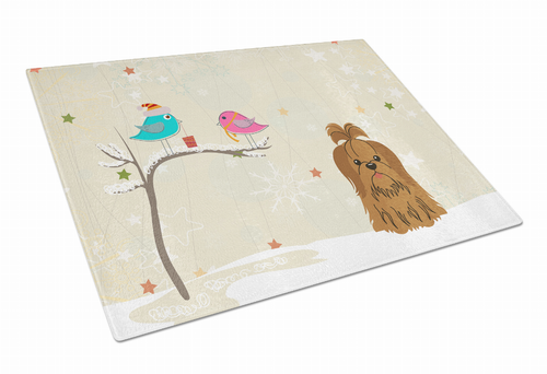 Christmas Presents Dog Print Glass Cutting Board Large - S000213B001695P070085V030