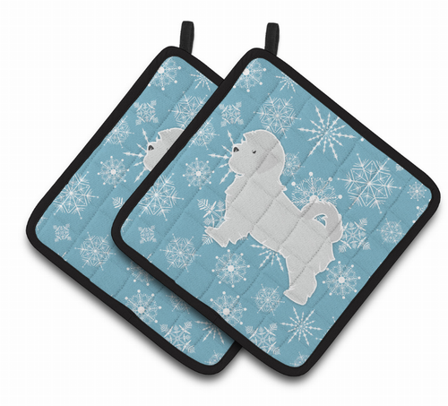 Snowflake and Dog Art Pair of Pot Holders - S000213B001695P074710V006