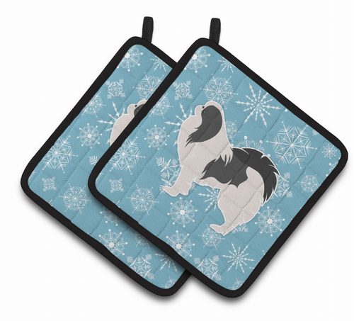 Snowflake and Dog Art Pair of Pot Holders - S000213B001695P074710V007