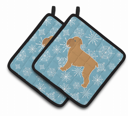 Snowflake and Dog Art Pair of Pot Holders - S000213B001695P074710V010
