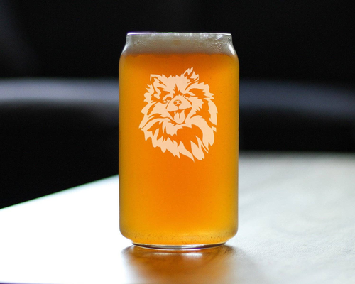Pomeranian Face Beer Can Pint Glass - Pomeranian Gifts