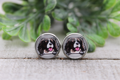 Cavalier King Charles || Dog Breed || Glass Stud Earrings || Hypoallergenic