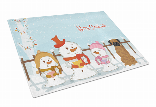 Christmas Carolers Dog Print Glass Cutting Board Large - BB2448LCB