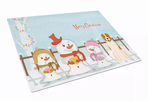 Christmas Carolers Dog Print Glass Cutting Board Large - S000213B001695P070083V009