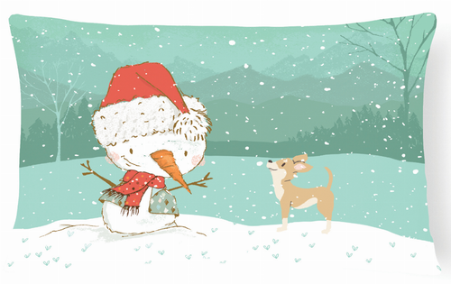 Snowman Christmas Dog Art Canvas Fabric Decorative Pillow - S000213B001695P116181V000