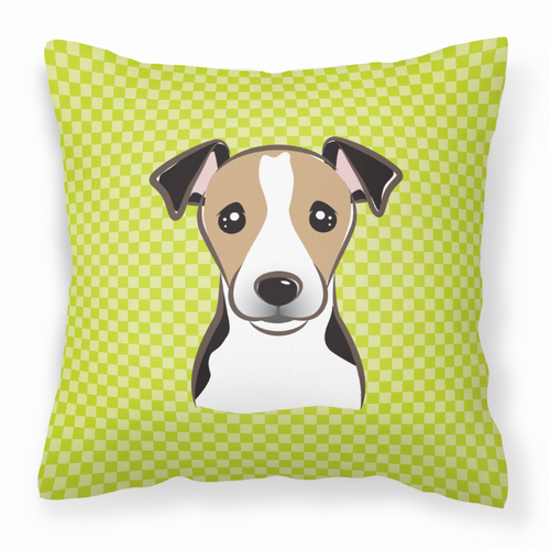 Checkerboard Print With Dog Fabric Decorative Pillow - BB1323PW1818