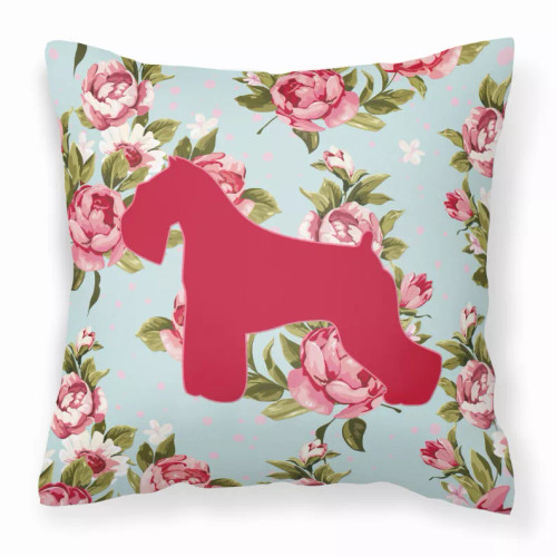 Dog Silhouette Shabby Chic Roses Fabric Decorative Pillow - S000213B001695P025382V000