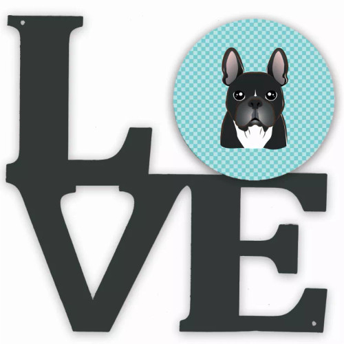 Checkerboard Dog Face Metal Wall Artwork LOVE - S000213B001695P011315V000