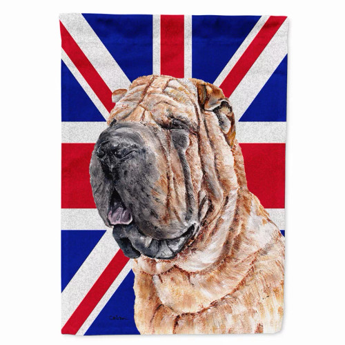 Dog with English Union Jack British Flag Garden Size Flag - S000213B001695P039227V000