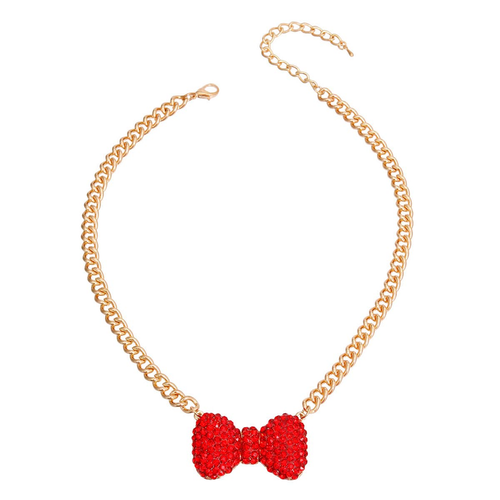 Red Bow Pendant Necklace - S002142B002493P000635V001