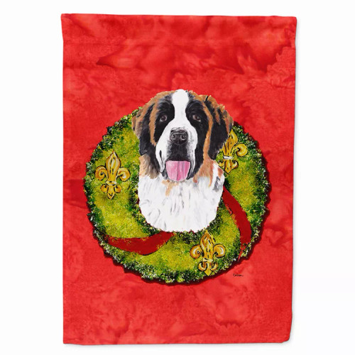 Christmas Wreath With Dog Flag Garden Size - SC9082GF