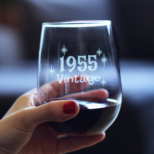 Vintage 1955 Stemless Wine Glass - 69th Birthday Gifts