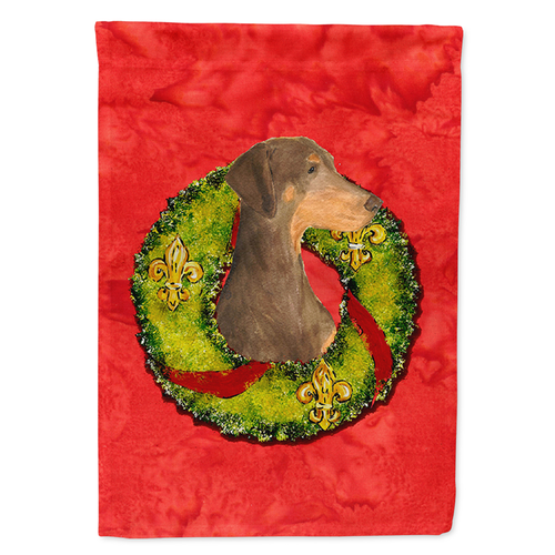Christmas Wreath With Dog Flag Garden Size - S000213B001695P119031V000