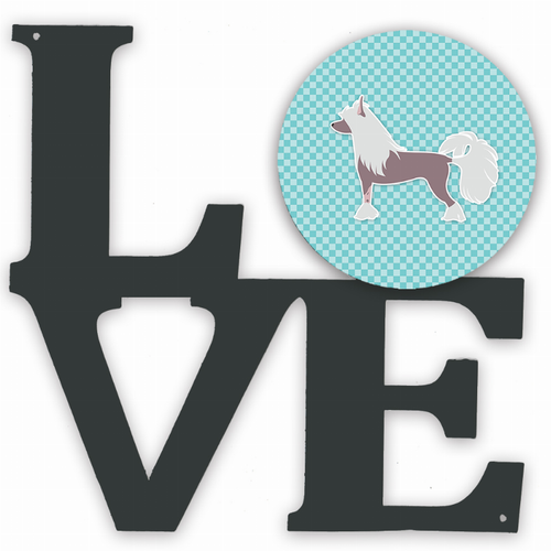 Checkerboard Dog Profile Metal Wall Artwork LOVE - BB3743WALV