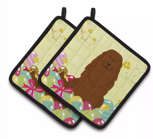 Easter Eggs Dog Pair of Pot Holders - S000213B001695P083192V016