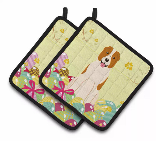 Easter Eggs Dog Pair of Pot Holders - S000213B001695P083192V015